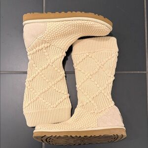 UGG Beige Knit Winter Boots